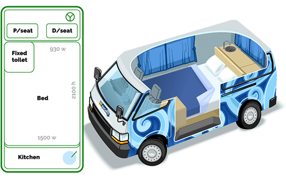 Escape Self Contained Night Time Van configuration