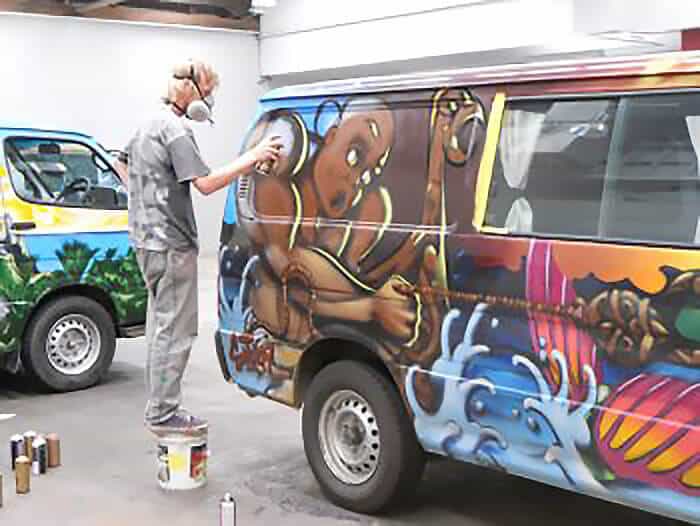 Escape Rentals ABOUT 02 Escape Rentals Campervans are all uniquely painted with distinctive artwork.