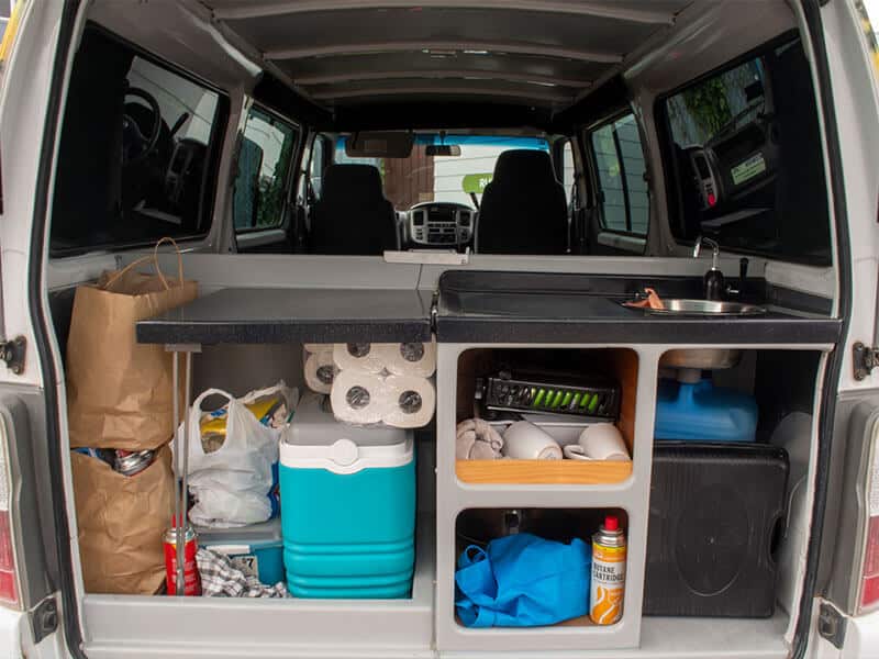 Escape Rentals NZ Our Campervan interior 08 - Smart design, plenty of storage, and everything within reach.